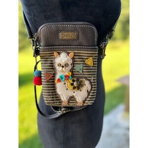 Chala Llama Alpaca Mini Crossbody Cell Phone Bag Boho Whimsical Quirky Brown